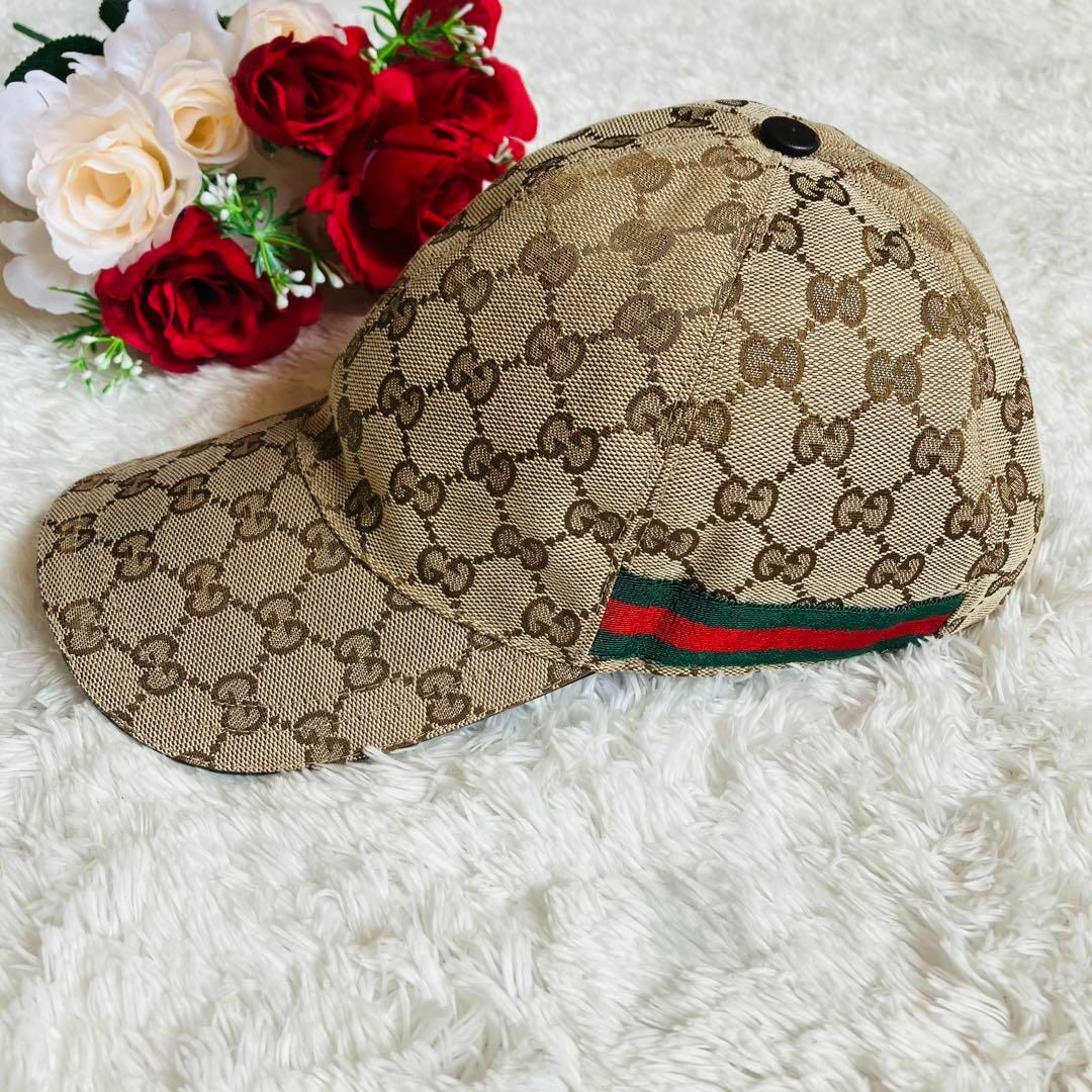 Gucci - 【美品】GUCCI グッチ キャップ 帽子 GG柄スプリーム シェリー