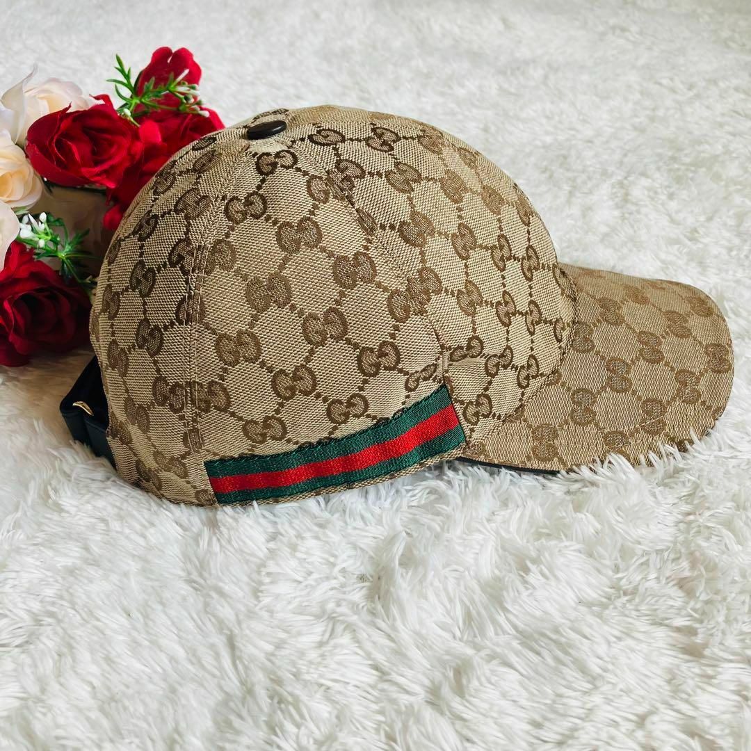 Gucci - 【美品】GUCCI グッチ キャップ 帽子 GG柄スプリーム シェリー