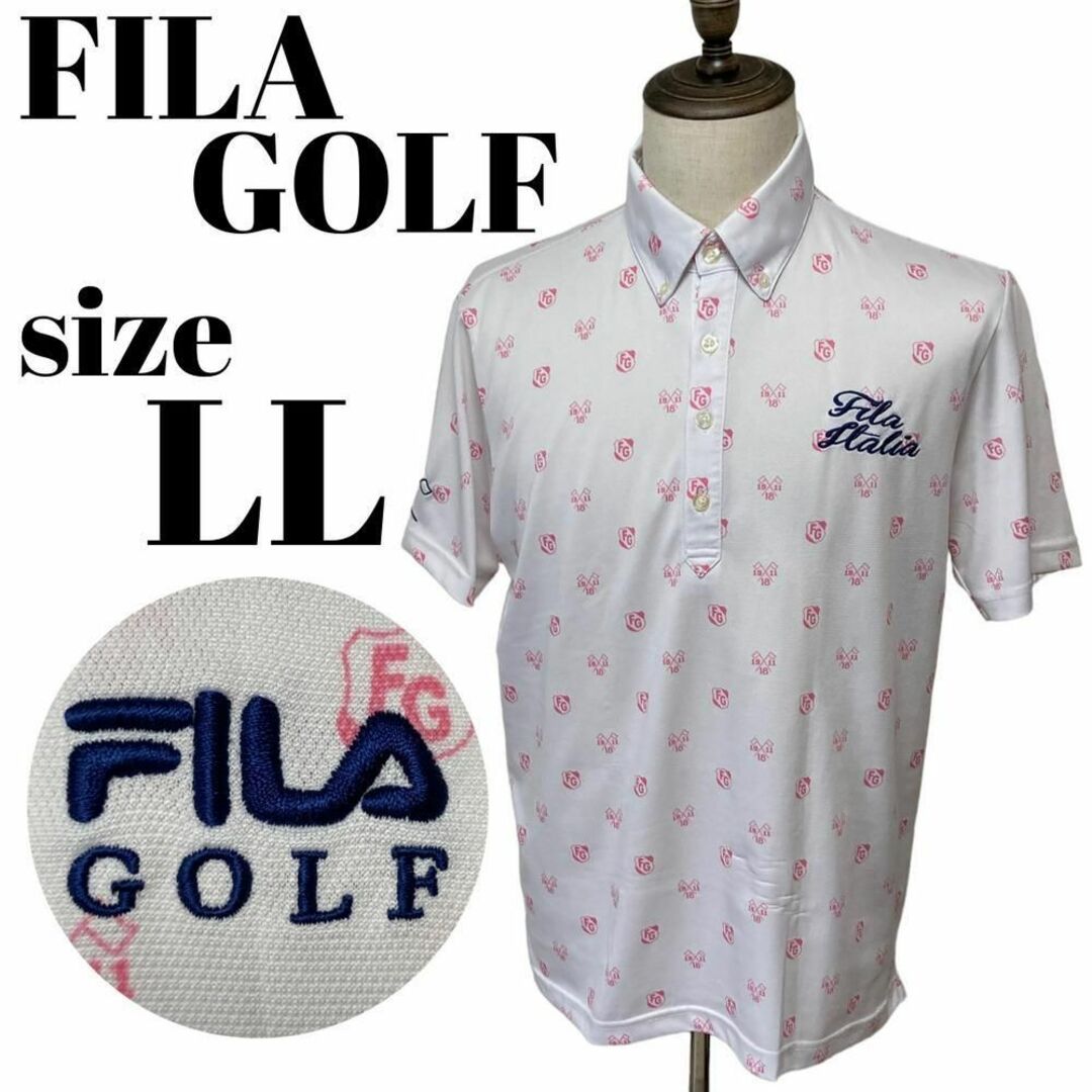 FILA(フィラ)の【GOLFウェア】FILA GOLF フィラ ポロシャツ 半袖 ロゴ 刺繍 LL スポーツ/アウトドアのゴルフ(ウエア)の商品写真