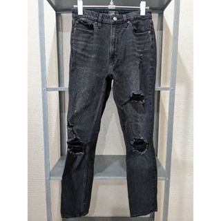 アバクロンビーアンドフィッチ(Abercrombie&Fitch)のアバクロ　アバクロンビー&フィッチ　ハイライズスリム　デニム　ブラック　ダメージ(デニム/ジーンズ)