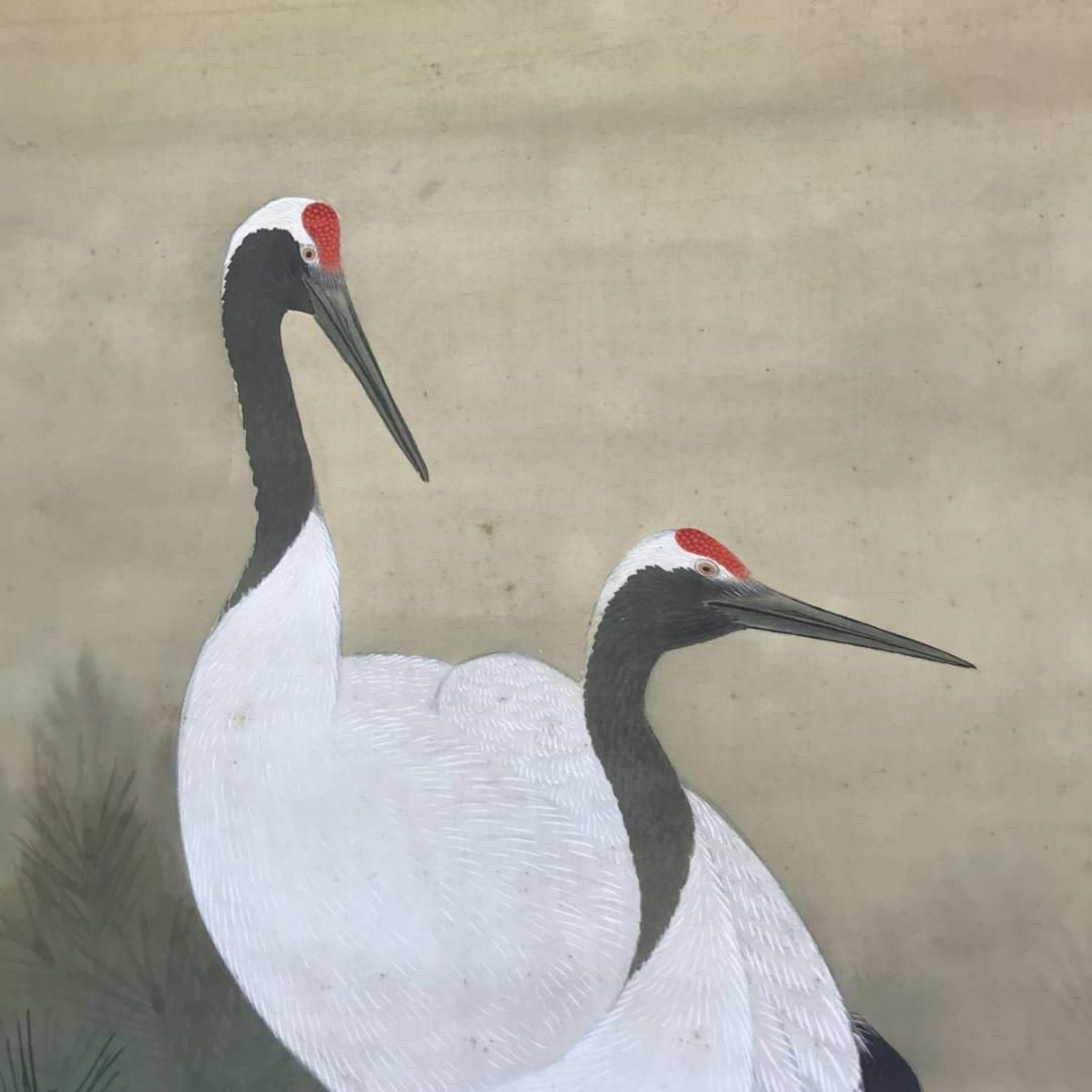 複製富田渓仙日ノ出松鶴図祝事掛軸花鳥図工芸品掛軸☆宝船☆AE63 複製富田渓仙日ノ出松鶴図祝事掛軸花鳥図工芸品掛軸☆宝船☆AE63