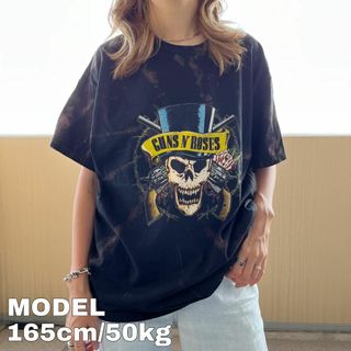 ブラバド ガンズアンドローゼズ バンドT ドクロプリントTシャツ ブリーチ L(Tシャツ/カットソー(半袖/袖なし))