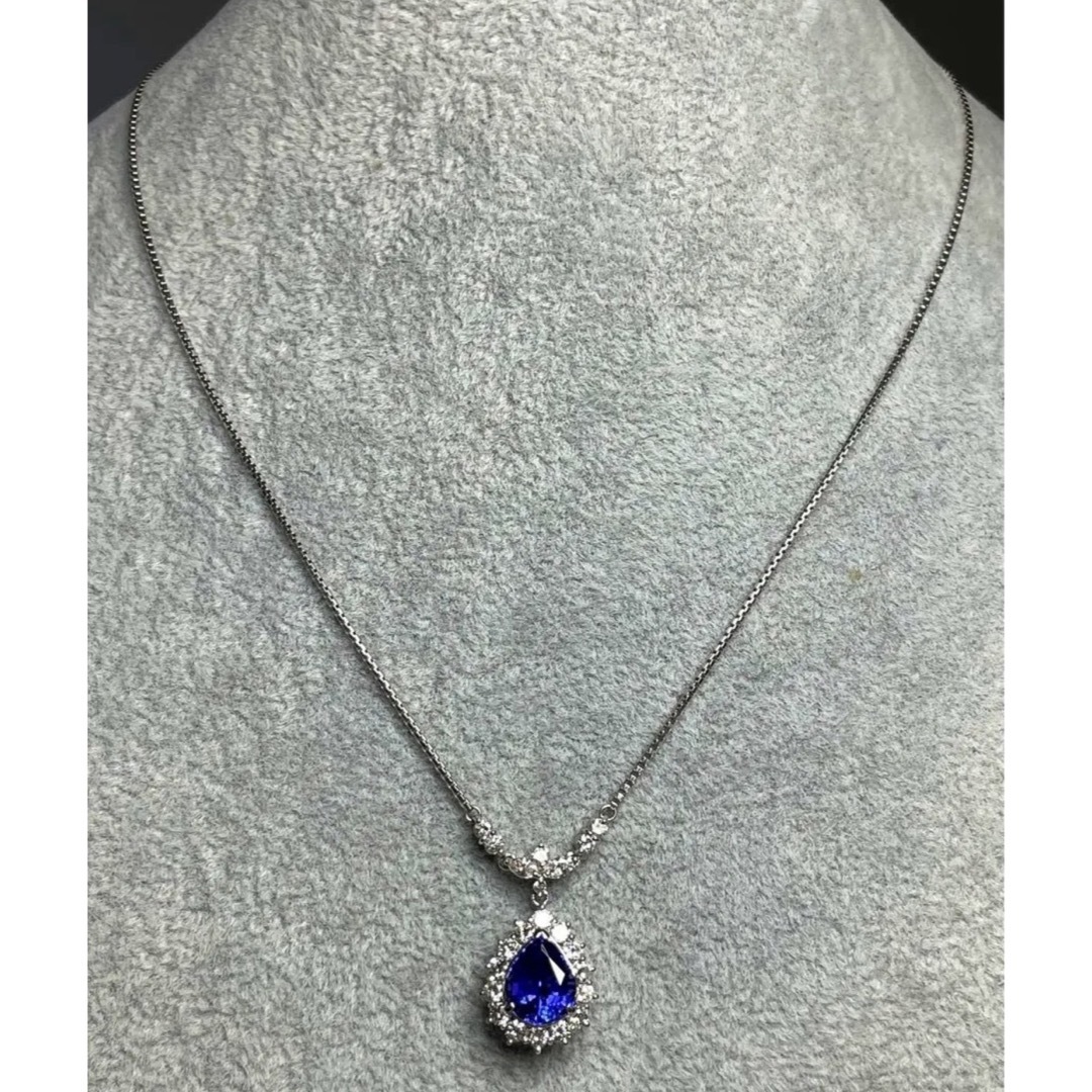 専用JG95☆最高級大粒タンザナイト約4ct D1.2ct ptネックレス ソ付