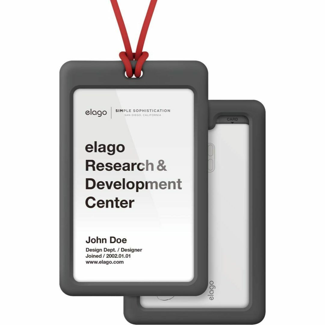 【色: ダークグレー/レッド】elago ID4 パスケース 縦型 IDカードホ