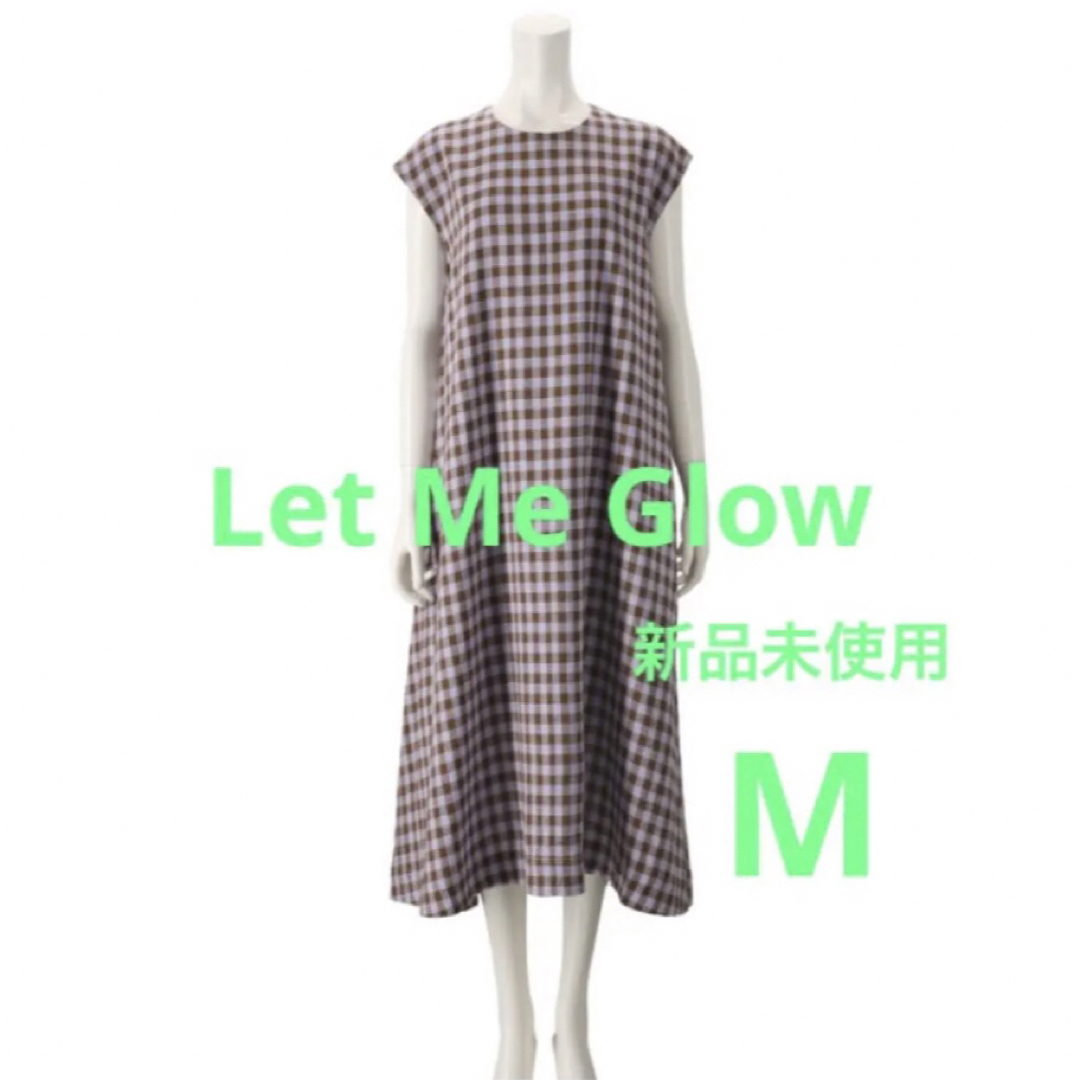 レディースLet Me Glow　レットミーグロウ　麻混チェックワンピース　M　新品未使用