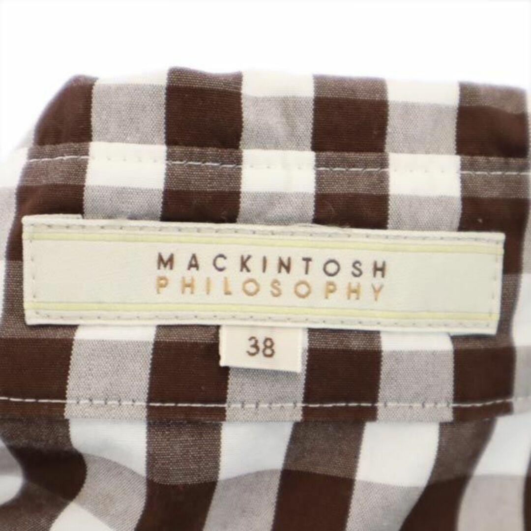 マッキントッシュフィロソフィー 七分袖 チェック柄 ワンピース 38 ブラウン×ホワイト MACKINTOSH PHILOSOPHY 三陽商会 レディース   【230724】 8