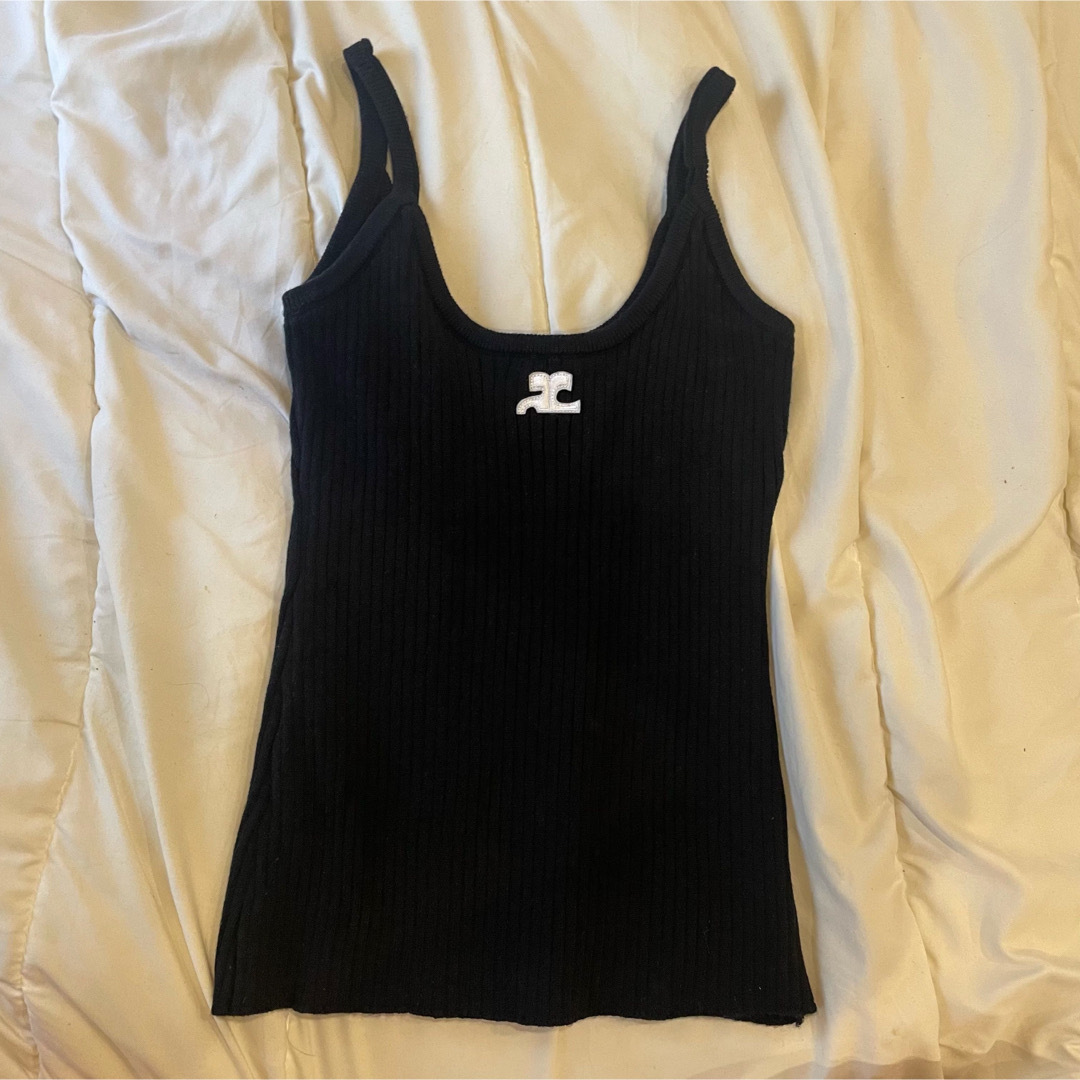 Courreges(クレージュ)のクレージュ　キャミソール　ブラック　courreges camisole レディースのトップス(キャミソール)の商品写真