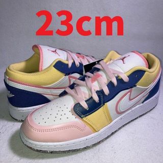 NIKE - エアジョーダン1 ロー SE ピンク イエロー ブルー 白 23cm 箱 ...