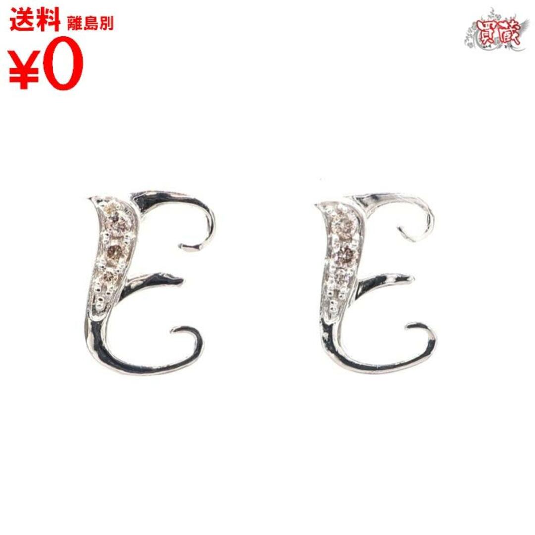 ダイヤモンド イニシャルE ピアス 0.1ct K18 ホワイトゴールド WG