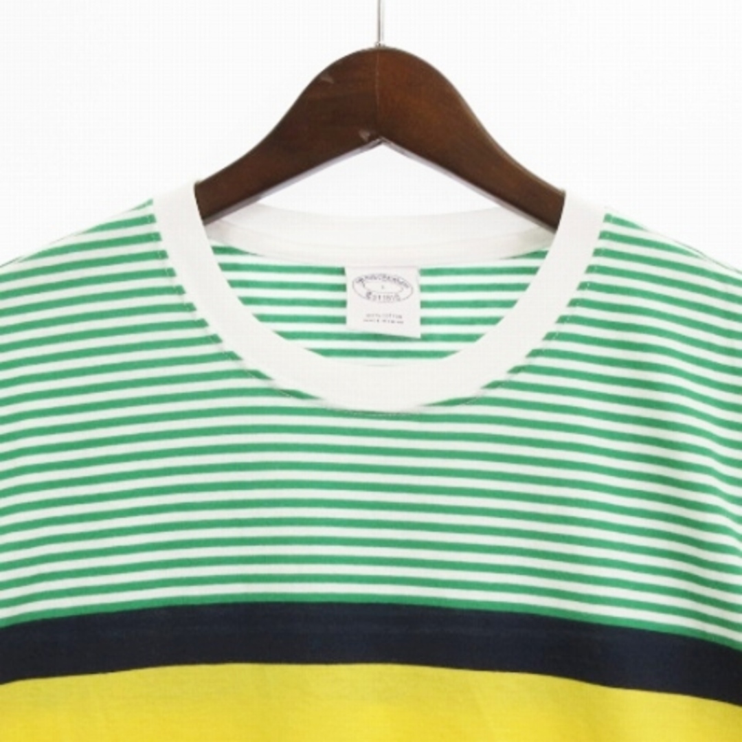 Brooks Brothers(ブルックスブラザース)のブルックスブラザーズ Tシャツ カットソー 半袖 ボーダー グリーン L メンズのトップス(Tシャツ/カットソー(半袖/袖なし))の商品写真