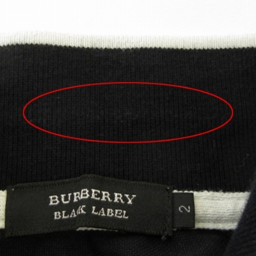 BURBERRY BLACK LABEL(バーバリーブラックレーベル)のバーバリーブラックレーベル ポロシャツ 半袖 鹿の子 ロゴ 刺繍 黒 2 メンズのトップス(ポロシャツ)の商品写真