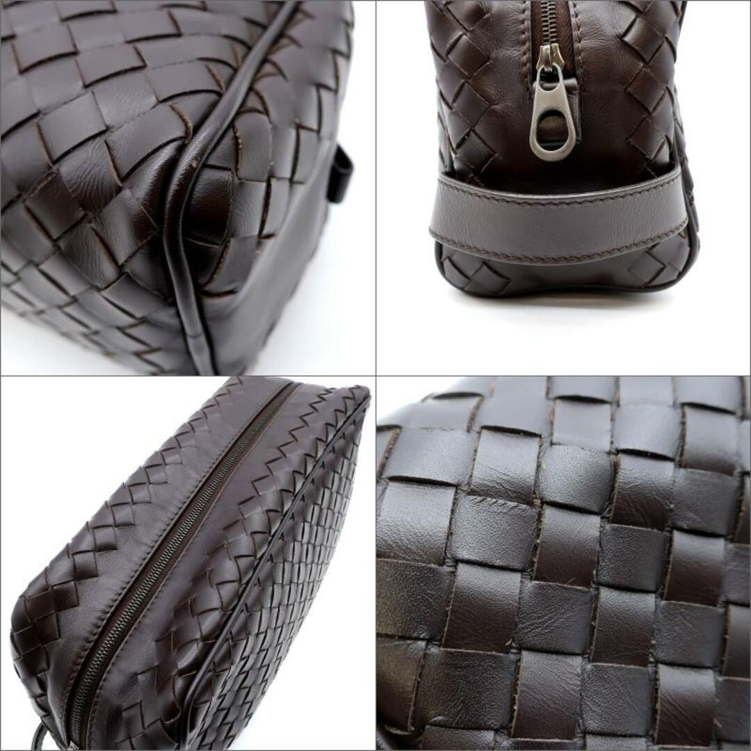 BOTTEGA VENETA　ボッテガヴェネタ　
イントレチャート セカンドバッグ　
ダークブラウン レザー クラッチ 　
ハンドバッグ レディース メンズ　
【正規品】　
【買蔵】