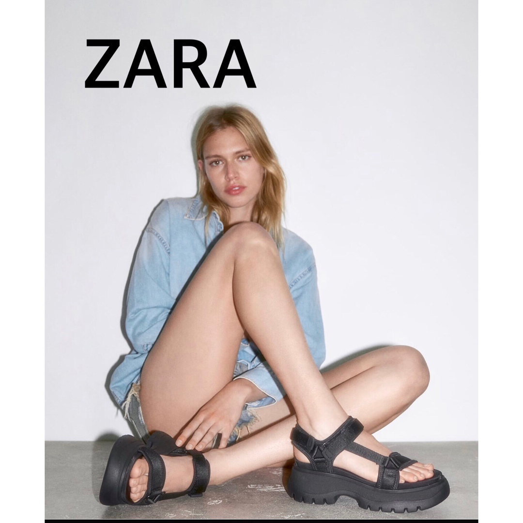 ZARA(ザラ)のZARA ザラ　スポーツサンダル　スポサン　36 黒 レディースの靴/シューズ(サンダル)の商品写真