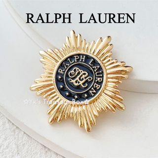 ラルフローレン(Ralph Lauren)のP701/RALPH LAUREN/ブラックエナメルエンブレムゴールドブローチ(ブローチ/コサージュ)