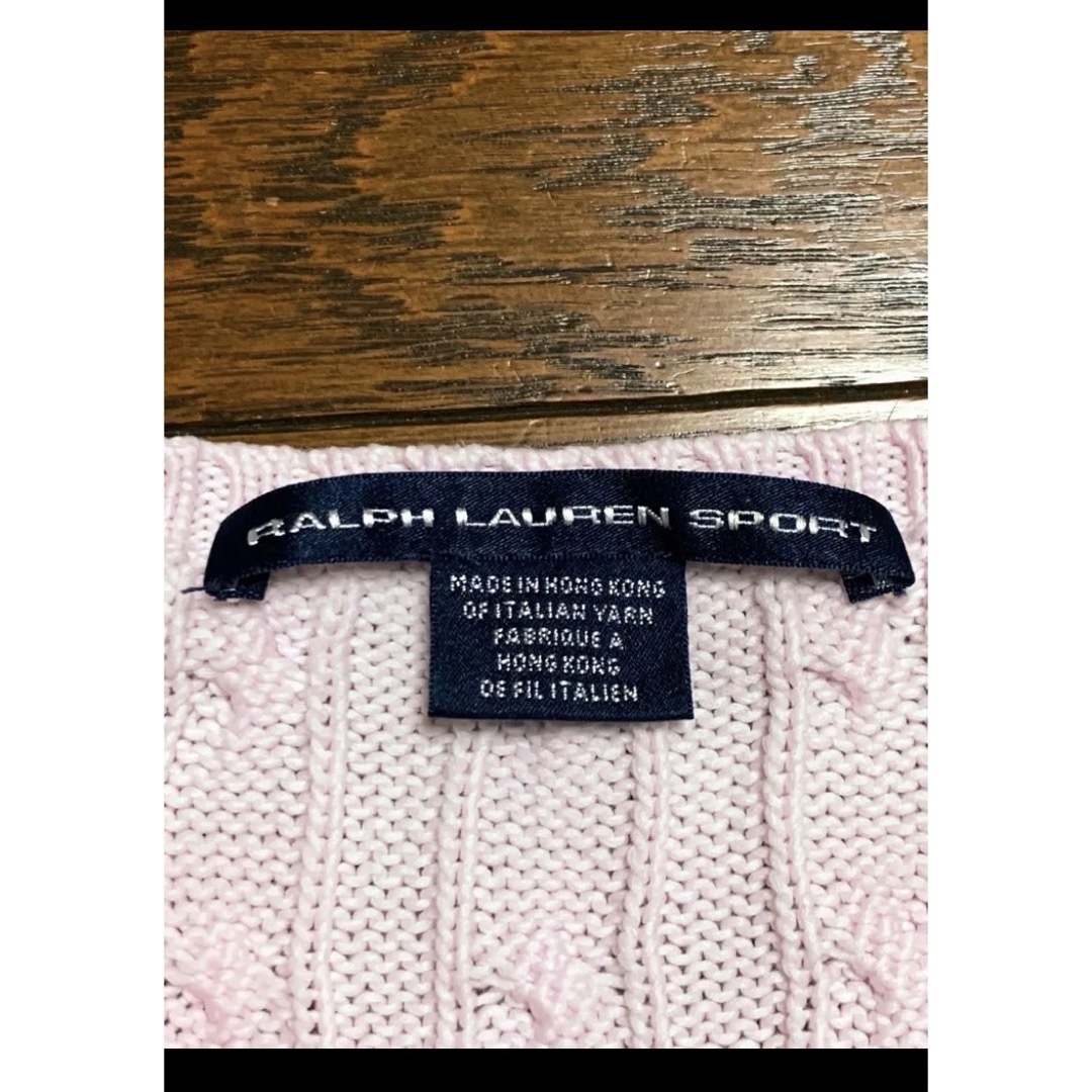 POLO RALPH LAUREN(ポロラルフローレン)の【希少カラー パステルピンク】 ラルフローレン 半袖 ケーブル ニット 1381 レディースのトップス(ニット/セーター)の商品写真