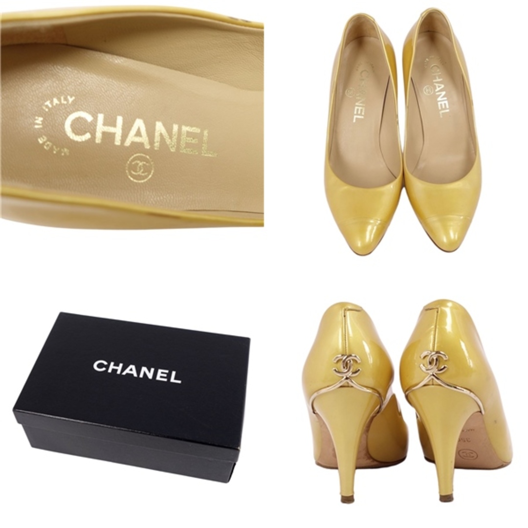 CHANEL(シャネル)のシャネル CHANEL パンプス ココマーク エナメルレザー ヒール シューズ 靴 レディース イタリア製 35C(22cm相当) イエロー レディースの靴/シューズ(ハイヒール/パンプス)の商品写真