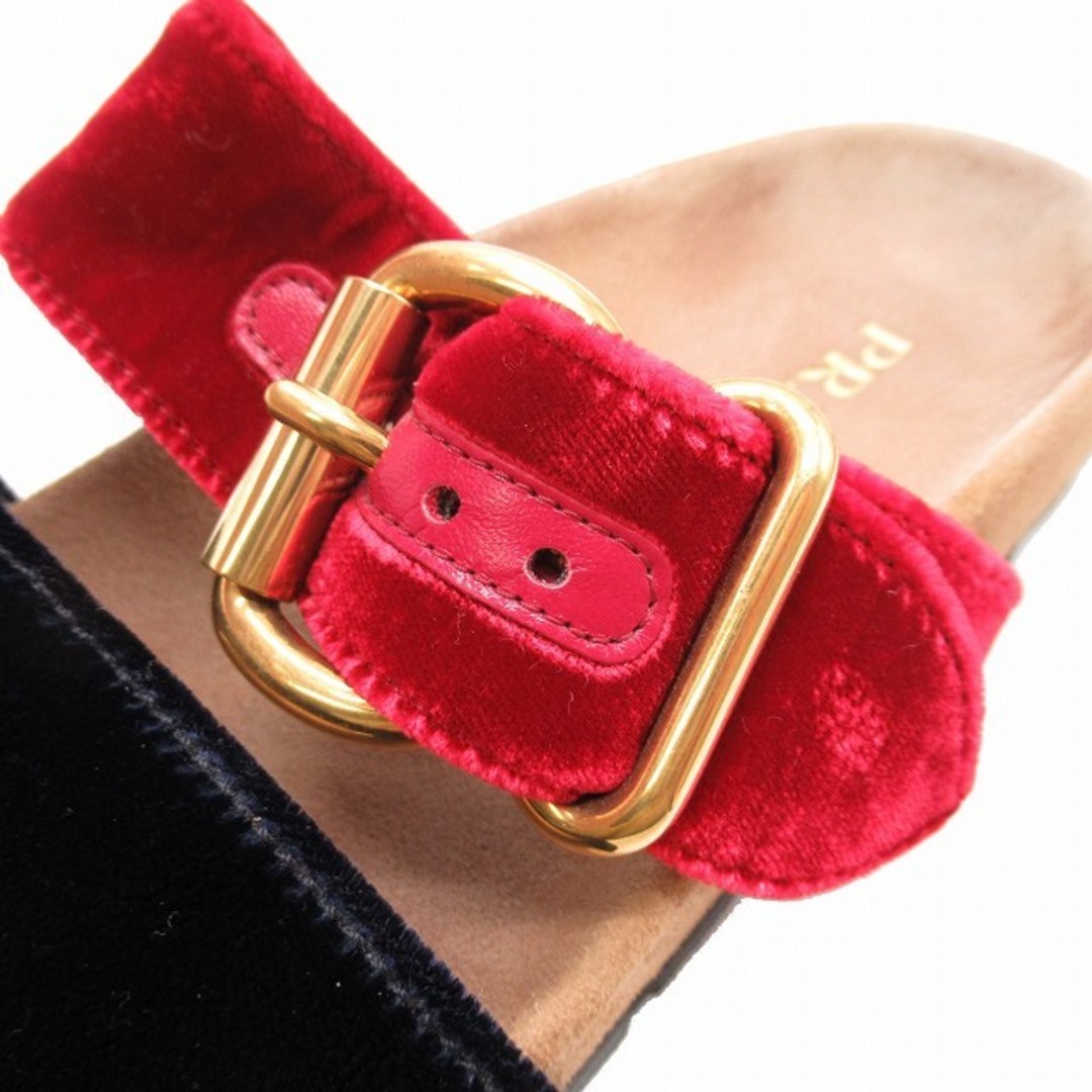 プラダ PRADA ベロアストラップ サンダル フラット 35/22.0/HE7