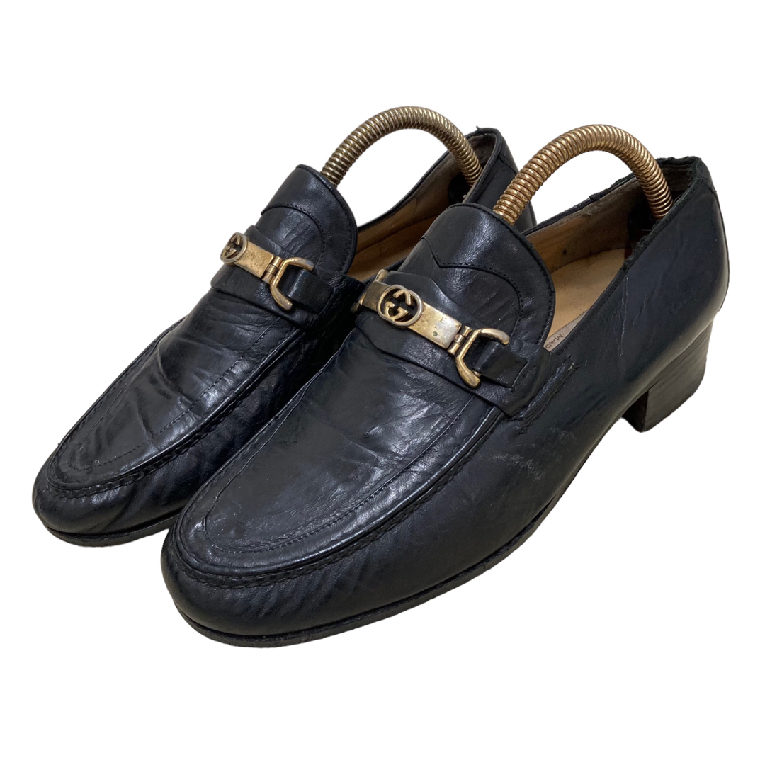 Gucci(グッチ)のオールドグッチ ビットローファー 38 約24cm ブラック レザーAK440 レディースの靴/シューズ(ローファー/革靴)の商品写真