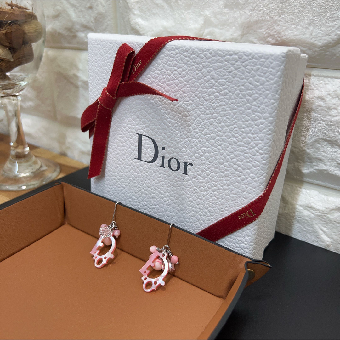 【極美品】꧁Christian Dior꧂ピアス❧ピンク❧シェル❧トロッターロゴ