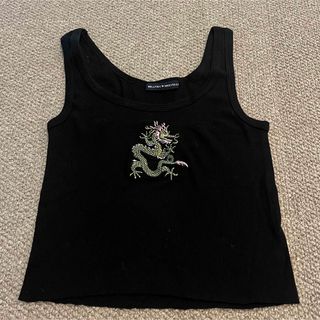 brandy melville 龍 黒タンクトップ キャミソール(タンクトップ)