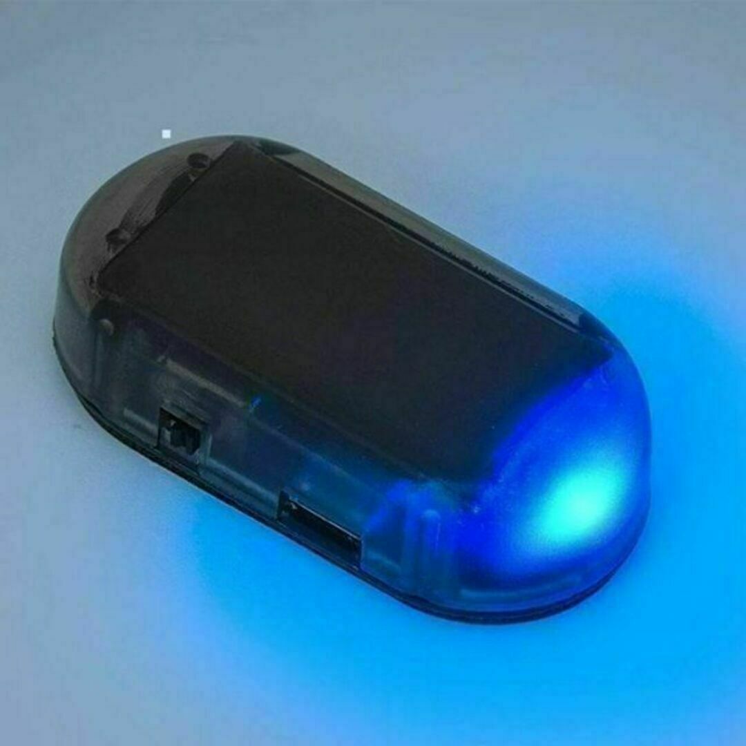 限定価格！【ブルー】LEDソーラーアラーム ダミー セキュリティライト 自動車/バイクの自動車(セキュリティ)の商品写真