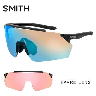 スミス(SMITH)の【新品】 SMITH スミス サングラス pivlock ruckus スペアレンズ付き ラーカス Matte Black ChromaPop Opal Mirror chromapop contrast Rose メンズ レディース 自転車 バイク ランニング 野球 テニス 登山 ゴルフ ウォーキング ミラー レンズ スポーツサングラス アジアンフィット(サングラス/メガネ)