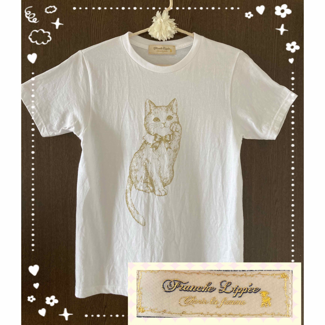 franche lippee(フランシュリッペ)の❤️フランシュリッペ　招き猫　Tシャツ　りぼん　白　 レディースのトップス(Tシャツ(半袖/袖なし))の商品写真