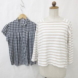 シップス(SHIPS)のシップス カットソー ブラウス 2枚セット Tシャツ 長袖 白 ベージュ 黒 M(カットソー(長袖/七分))