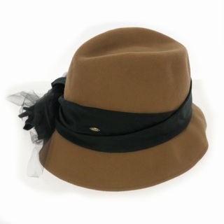 カシラ(CA4LA)のカシラ リボン ウールハット 中折れ帽 帽子 茶 ブラウン TMT01621(その他)