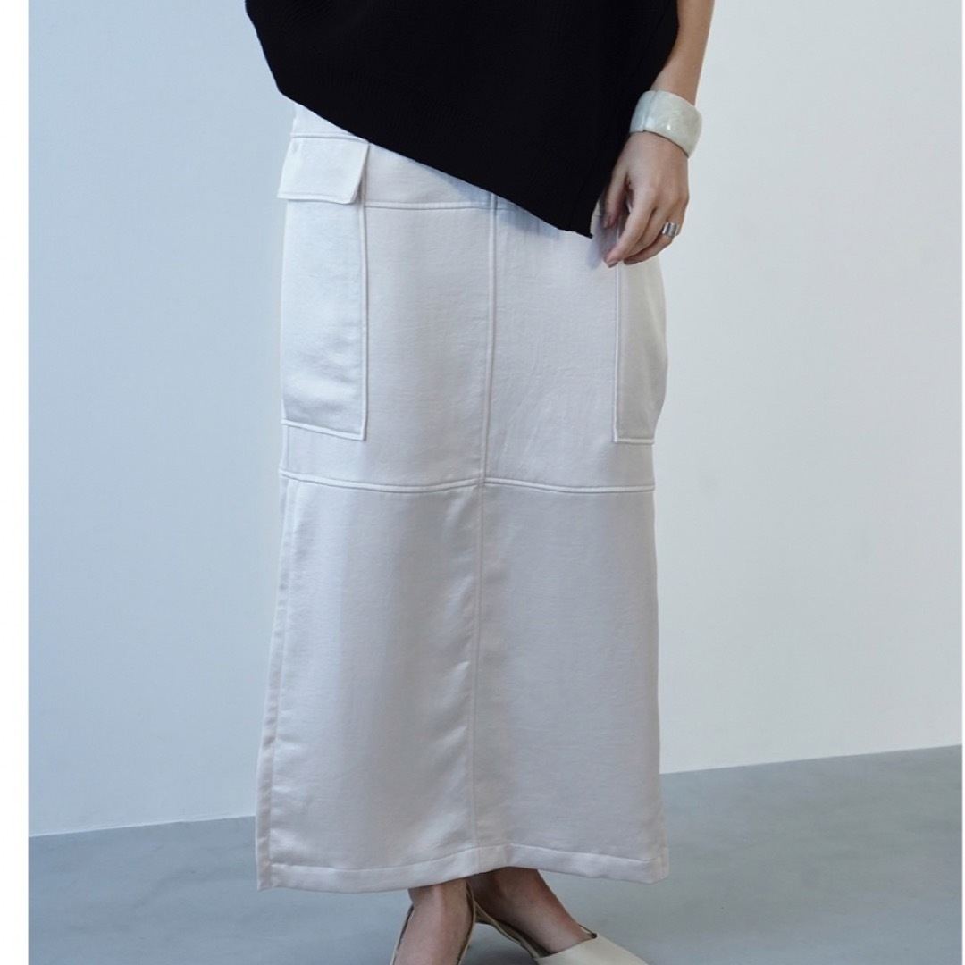 clane SATIN CARGO STRAIGHT SKIRT