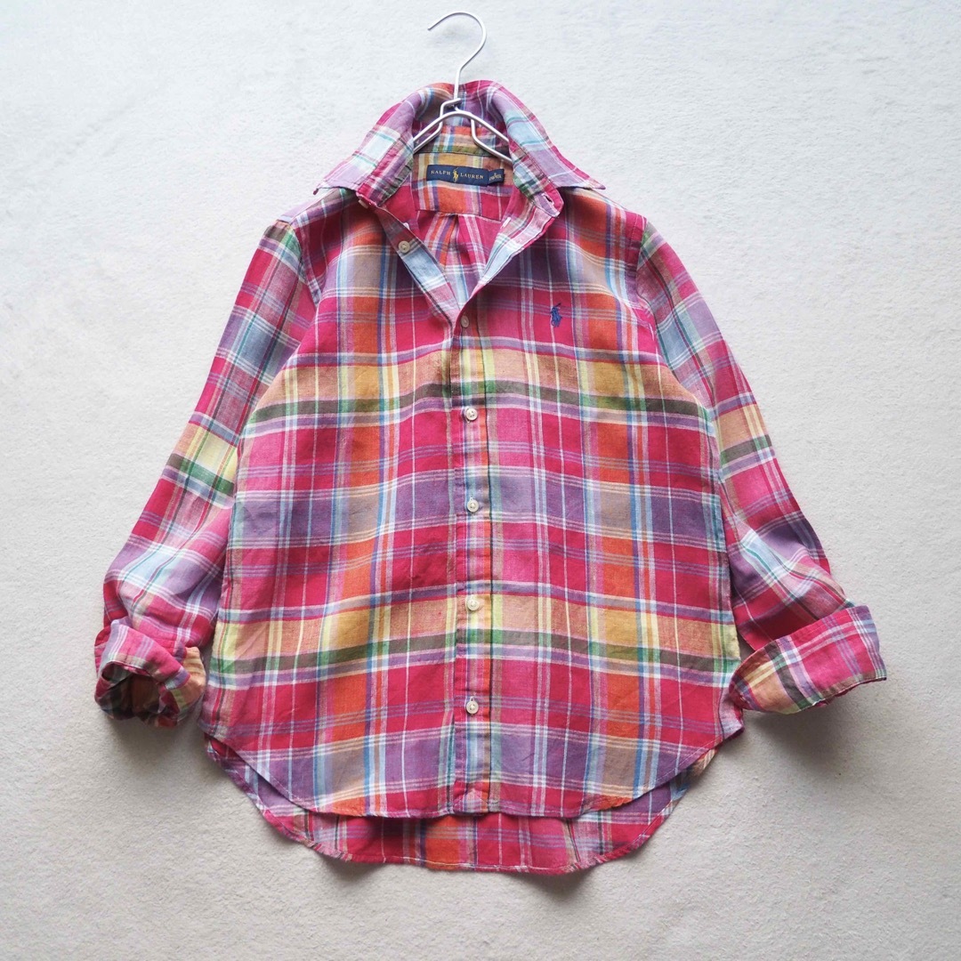 Ralph Lauren - RALPH LAUREN マドラスチェック リネンシャツ ボタン ... ラルフローレン リネンシャツ マドラスチェック 赤ポニー刺繍 XS ボタンダウン