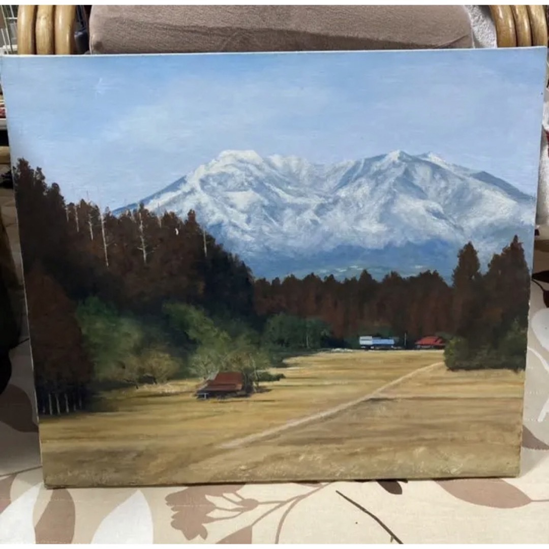 日本画④　絵画　山　森　風景画　アンティーク　山岳風景　油絵　インテリア美術品/アンティーク