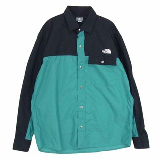 ザノースフェイス(THE NORTH FACE)のTHE NORTH FACE ノースフェイス NR11961 L/S Nuptse Shirt 長袖 ヌプシ シャツ グリーン系 M【中古】(シャツ)