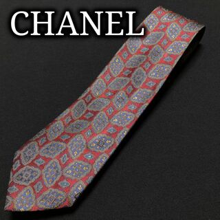 シャネル(CHANEL)のシャネル 小紋 ワインレッド＆ブルー ネクタイ A103-N06(ネクタイ)