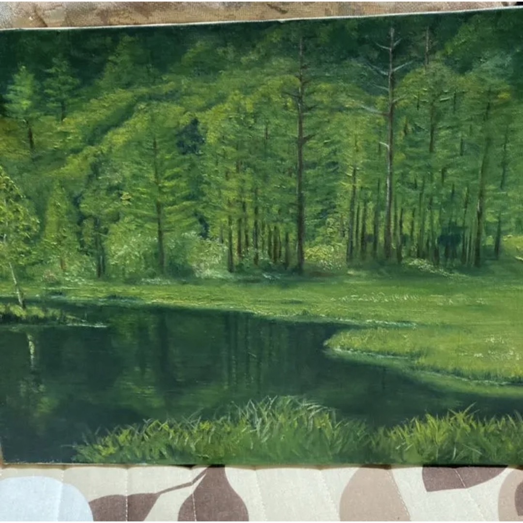 緑　風景画　油絵　絵画　インテリア