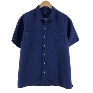 ラルフローレン(Ralph Lauren)の古着 ラルフローレン Ralph Lauren POLO RALPH LAUREN 半袖 オープンカラー リネン×シルクシャツ メンズXL /eaa356378(シャツ)