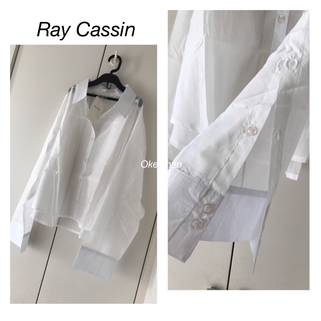 RayCassin(レイカズン)の新品タグ付き☆レイカズン 袖ボタンショート丈シアーシャツ　オフシロ レディースのトップス(シャツ/ブラウス(長袖/七分))の商品写真