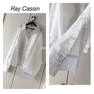 レイカズン(RayCassin)の新品タグ付き☆レイカズン 袖ボタンショート丈シアーシャツ　オフシロ(シャツ/ブラウス(長袖/七分))