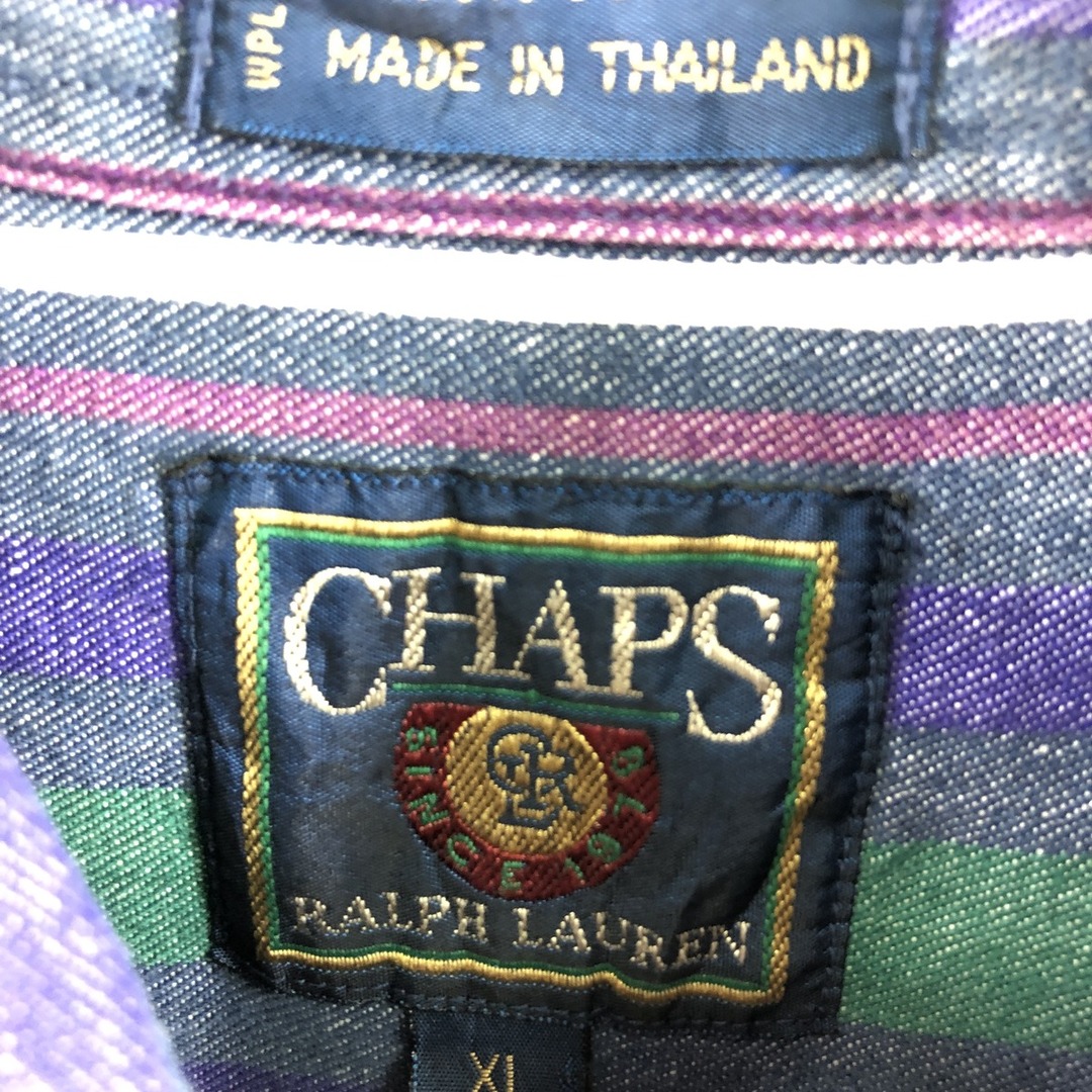 【90s】CHAPS チャップス　マルチストライプシャツ　XL刺繍ラルフローレン