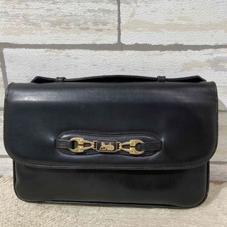 セリーヌ(celine)のセリーヌ　ショルダーバッグ　クラッチバッグ　馬車ロゴ　レザー　ブラック(クラッチバッグ)