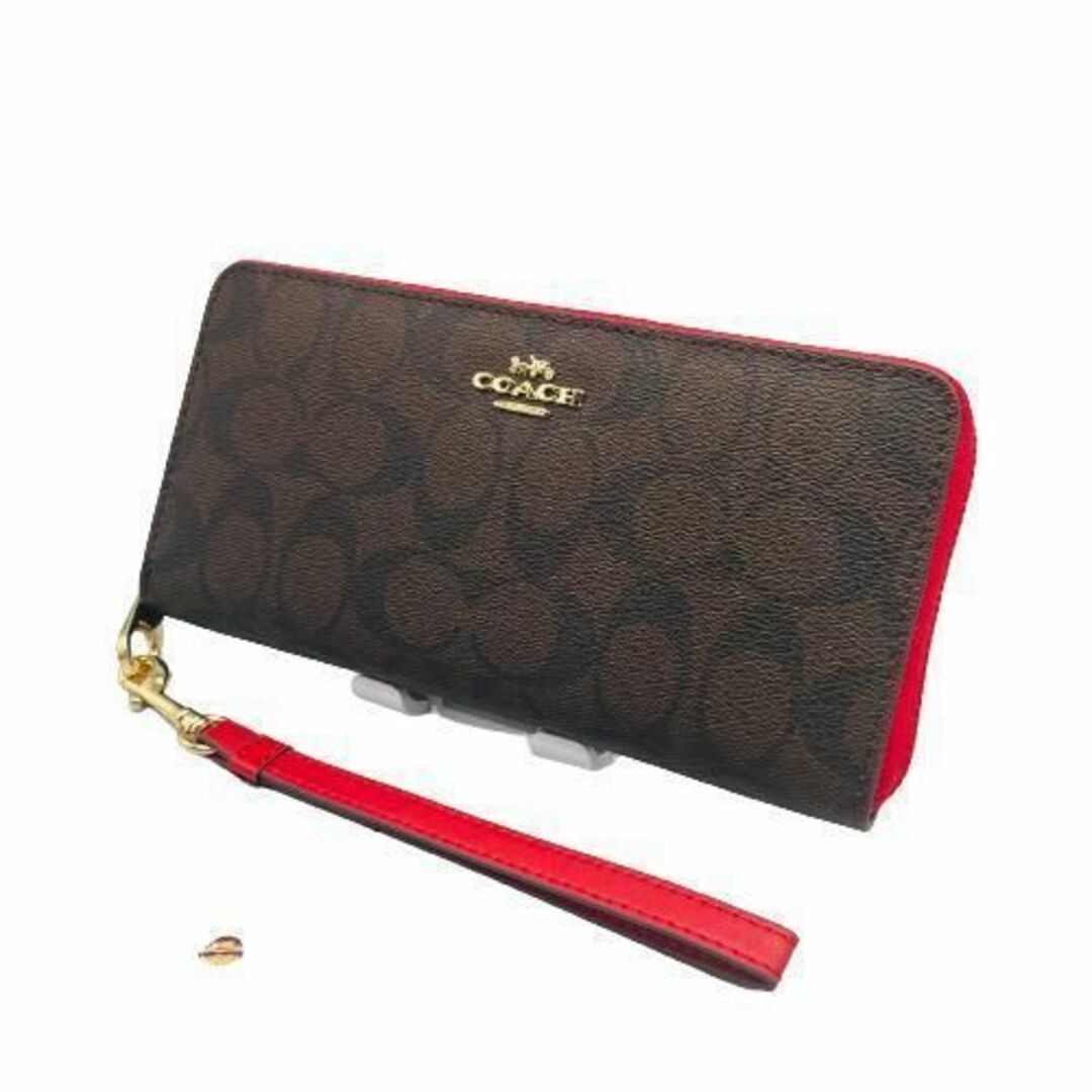 品揃え豊富で ❣️新品、未使用品COACHコーチ 赤×茶色 ストラップ付き