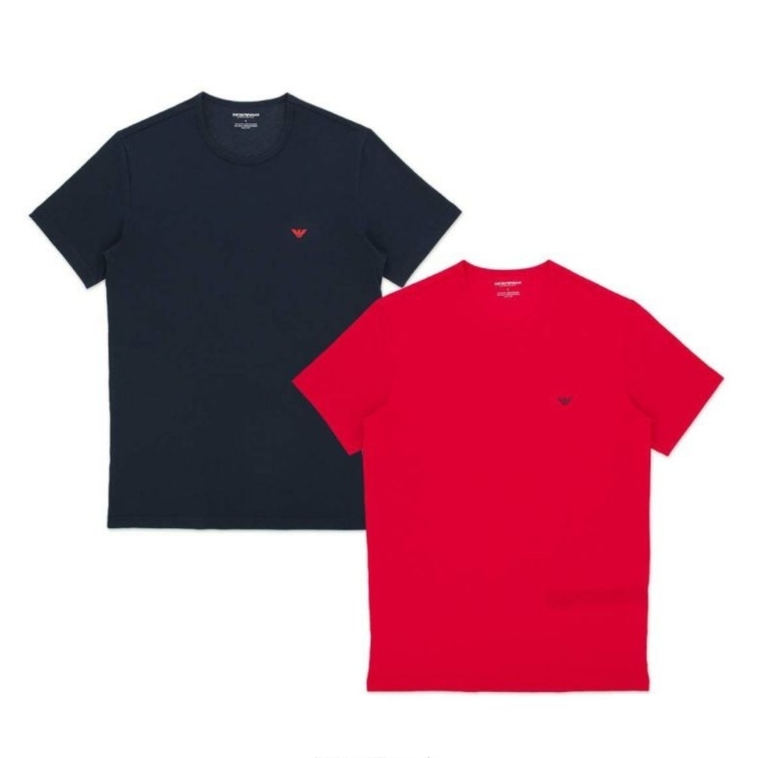 【2枚】EMPORIO ARMANI Tシャツ 54037227 Mブラックレッドセットサイズ