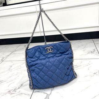 シャネル キャビアスキン ショルダーバッグ(レディース)(ブルー