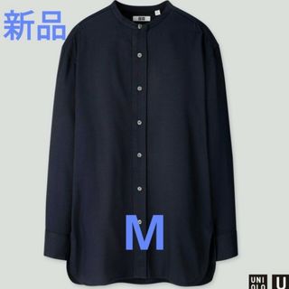 ユニクロ(UNIQLO)の新品未使用【ユニクロ】ドレープツイルスタンドカラーシャツ　長袖　M(シャツ/ブラウス(長袖/七分))