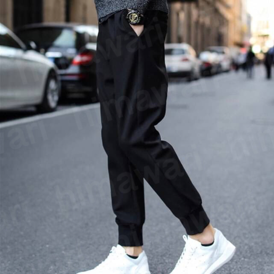 ジョガーパンツ スキニー ジャージ 韓国 タイト ブラック 男女兼用 L 724 メンズのパンツ(その他)の商品写真