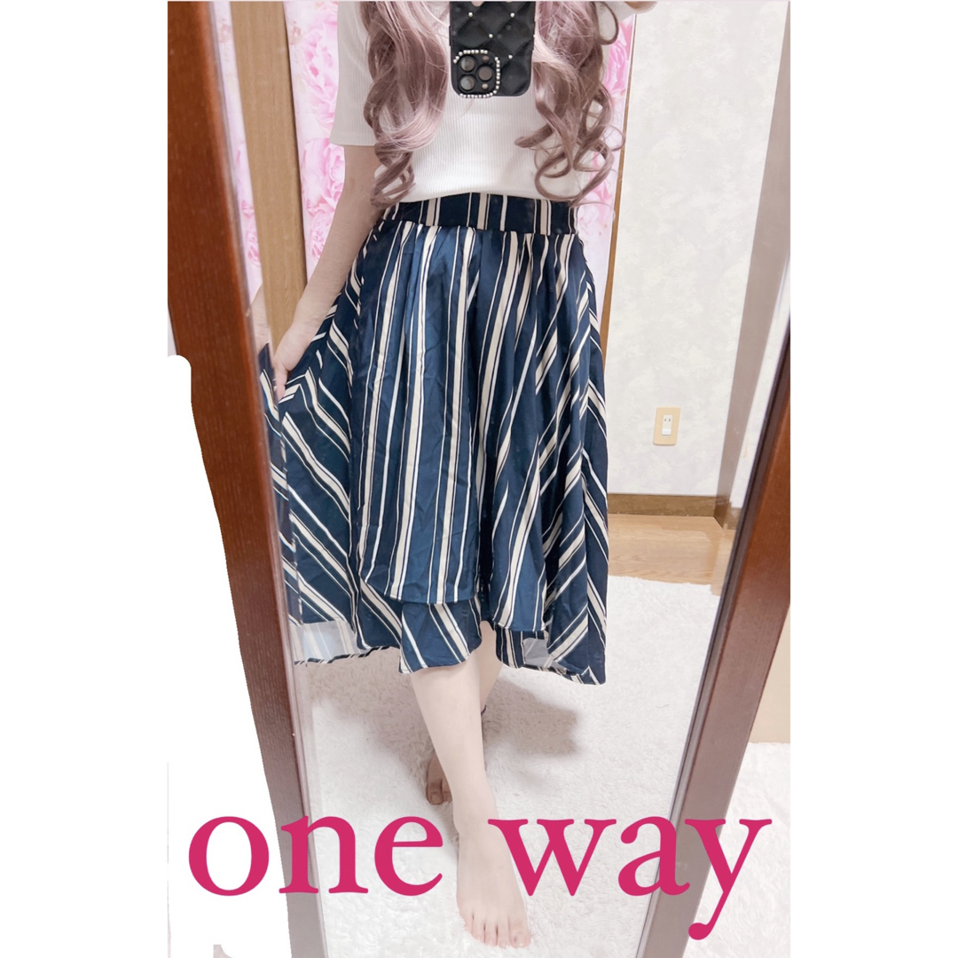 one*way(ワンウェイ)の5277.one way 前後アシンメトリー フレアスカート レディースのスカート(ひざ丈スカート)の商品写真