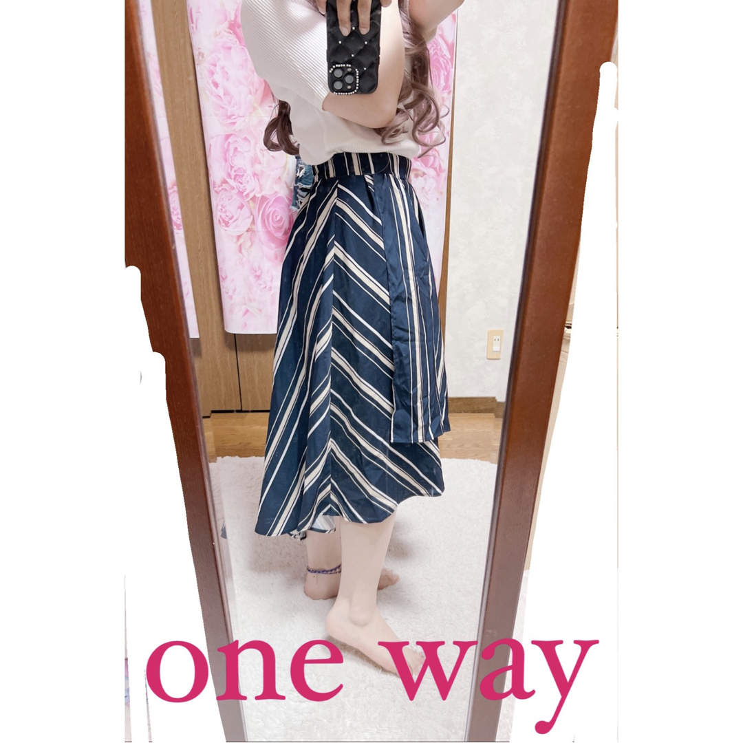 one*way(ワンウェイ)の5277.one way 前後アシンメトリー フレアスカート レディースのスカート(ひざ丈スカート)の商品写真