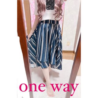 ワンウェイ(one*way)の5277.one way 前後アシンメトリー フレアスカート(ひざ丈スカート)