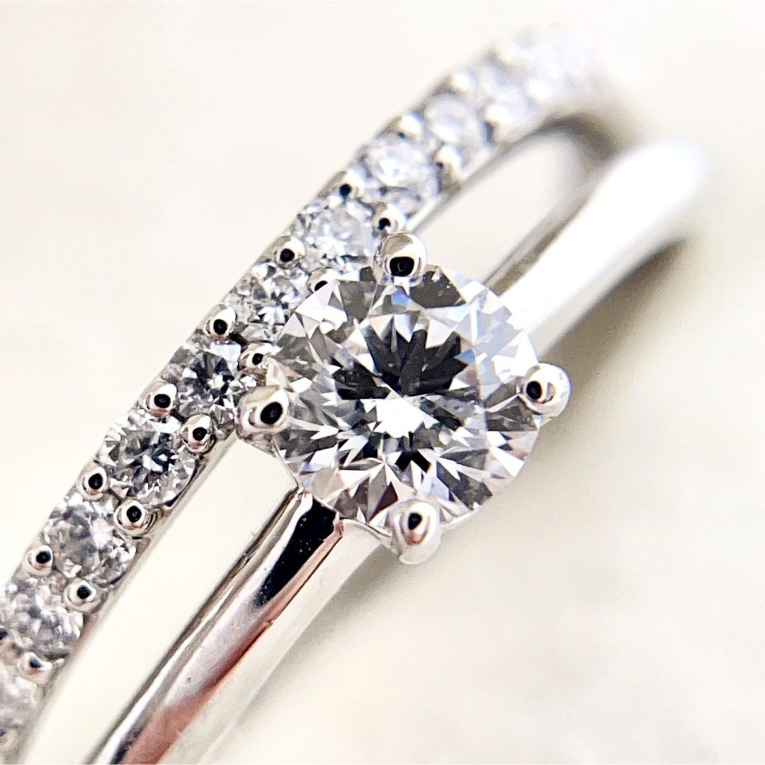 プラチナ　ダイヤモンド2連リング レディースのアクセサリー(リング(指輪))の商品写真