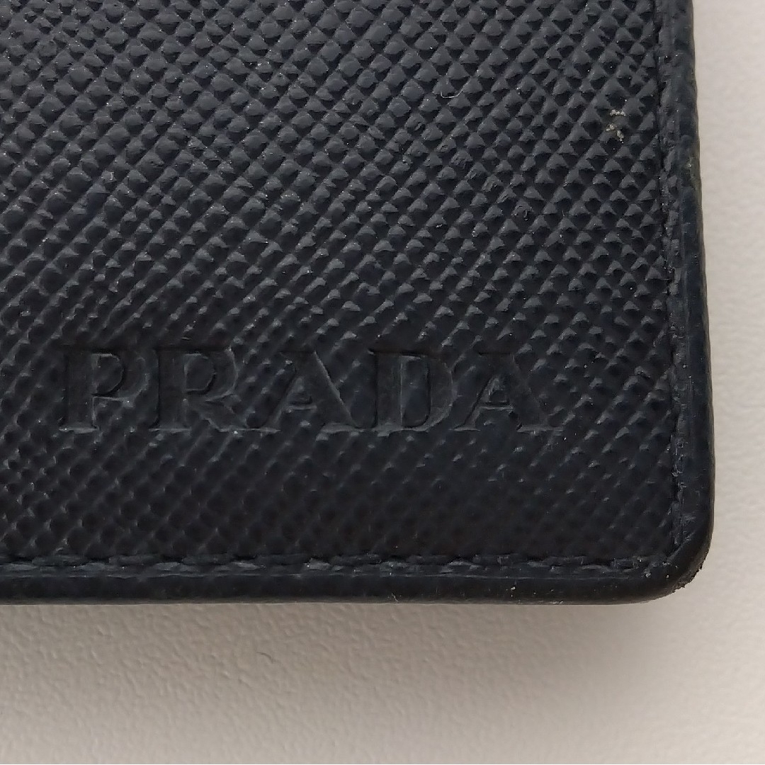 プラダ　PRADA　■ネイビー／サフィアーノ／レザー／コンパクト／2つ折り財布■